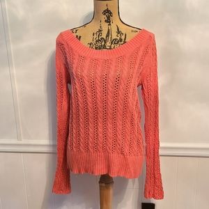 Ladies coral knit sweater.  Q5